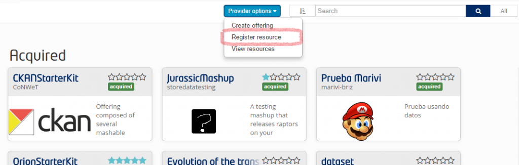 Offering Datasets Through the WStore
Interface