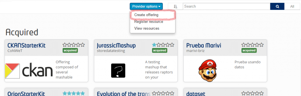 Offering Datasets Through the WStore
Interface2